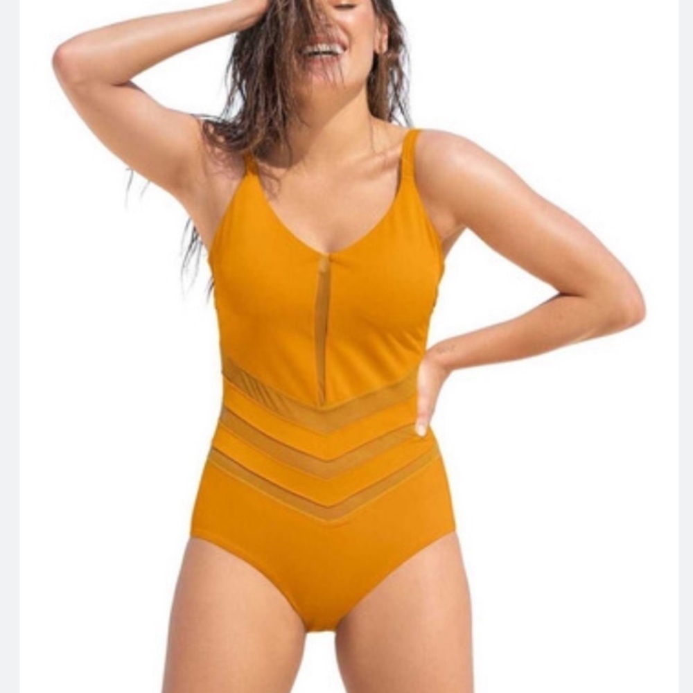 Chic Orange One-Piece Swimsuit